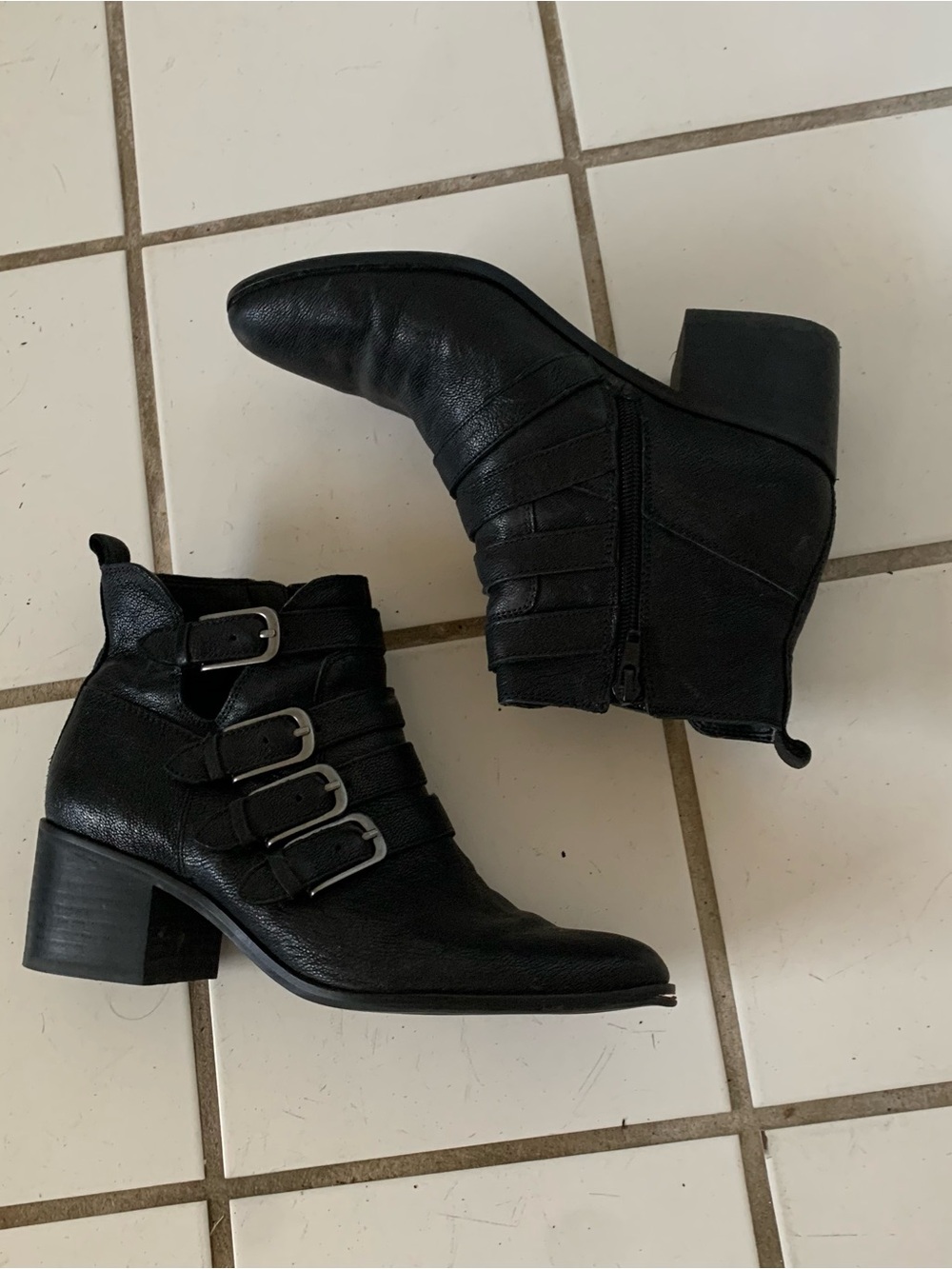 Women's Black Buckle Ankle Boots